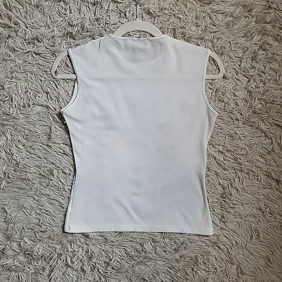 TFNC Paris London Y2K Style White Stretchy Sleeveless Tank Top Glittery Purple - Picture 8 of 10